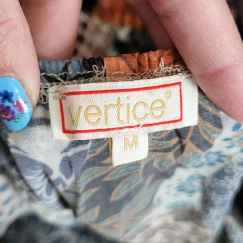 Vertice Patchwork Pattern Fall Off The Shoulder F… - image 6